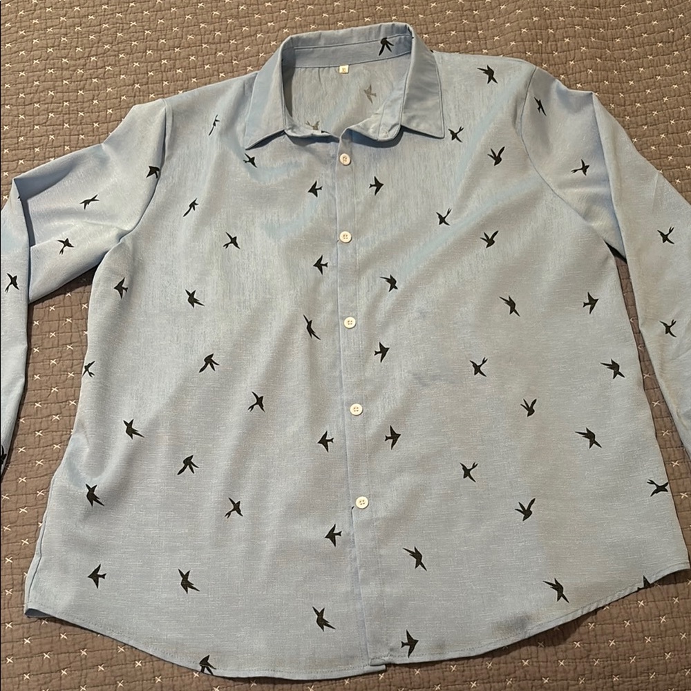 Cute bird button up blouse
